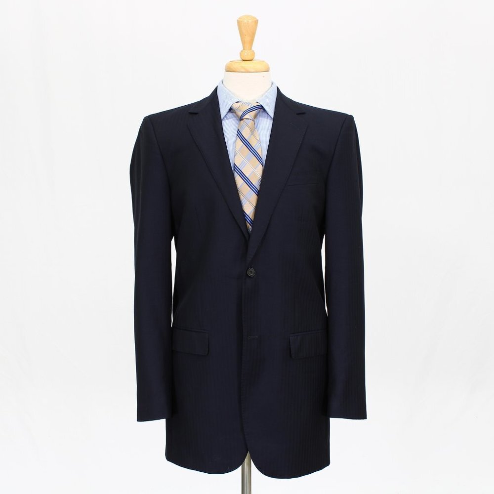 Bespoke 42L Navy HB 2-Button Sport Coat Blazer Jacket V627